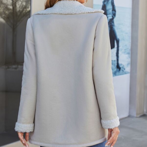 Cozy Burgundy Teddy Vegan Suede Button up Jacket Coat Winter - Picture 5 of 13